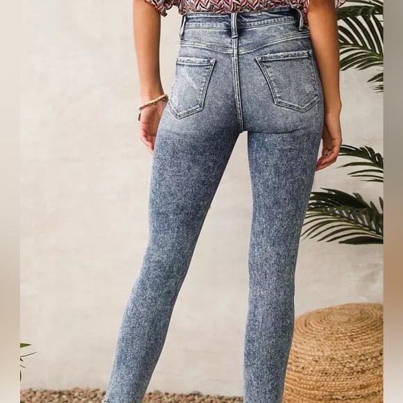 Flying Monkey Blue Skinny Jeans with Vintage Acid Wash - Picture 1 of 10